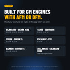 Built for GM engines with AFM or DFM: Silverado, Sierra, Tahoe, Suburban, Yukon, Escalade and more