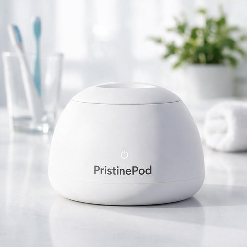 PristinePod ultrasonic denture cleaner hero shot
