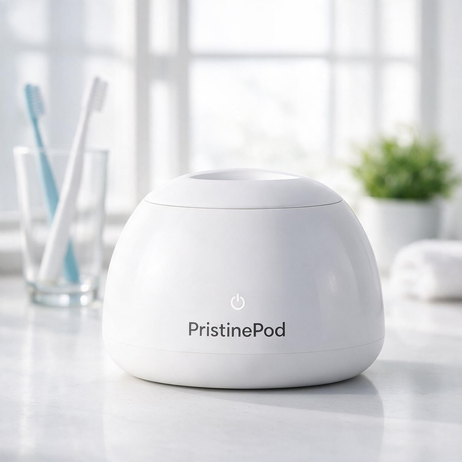 PristinePod ultrasonic denture cleaner hero shot